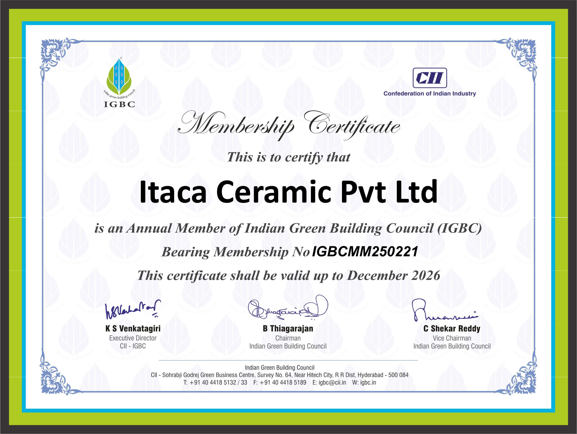 IGBC Certificate